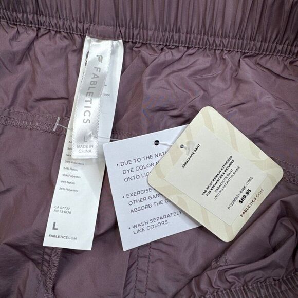 Fabletics Parachute Cargo Jogger Pants Plum Cactus Shine Large NEW - Picture 7 of 11